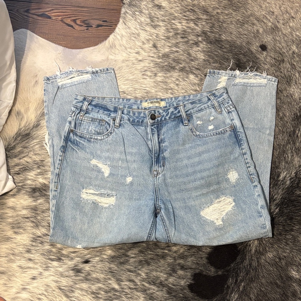 Stylish Light Blue Distressed Boyfriend Jeans